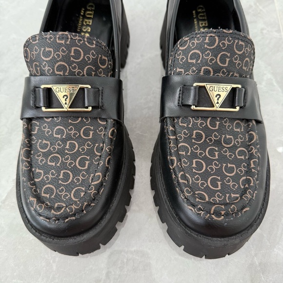 Women’s Guess Chunky Platform G Patterned Loafers Shoe Gold Buckle Size 8.5 - Picture 4 of 16